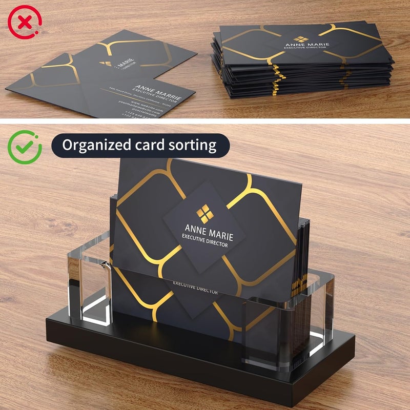 EMOMAS Acrylic Business Card Holder for Desk,Business Card Stand,Clear Business Card Display,Desk Business Card Holders,Business Card Display Stand,Acrylic Business Card Holder Display,Black 4 Pcs - Image 3